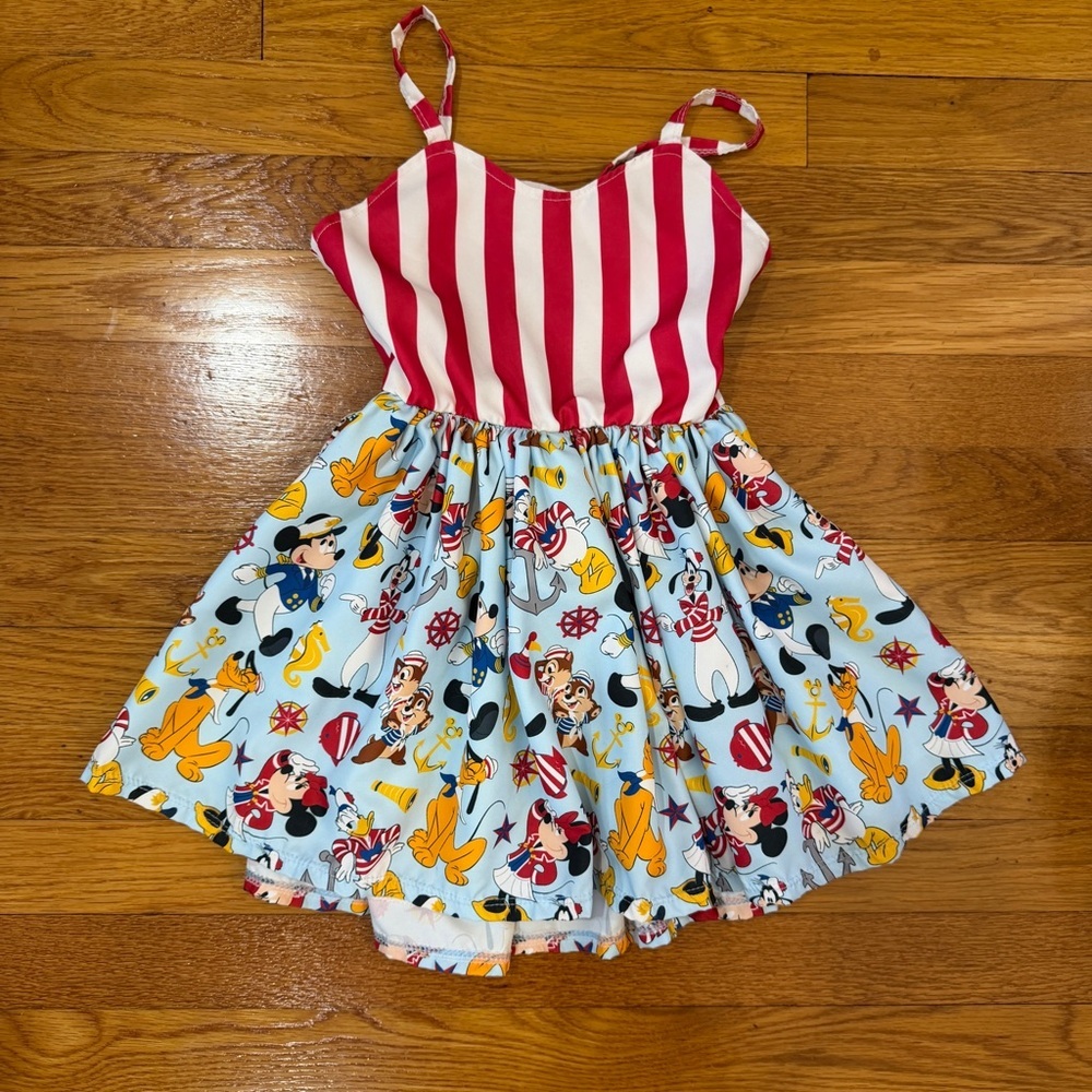 Spoiled & Flashy Boutique Disney Nautical Mickey Friends Dress - Girl's Size 4T - Picture 3 of 9